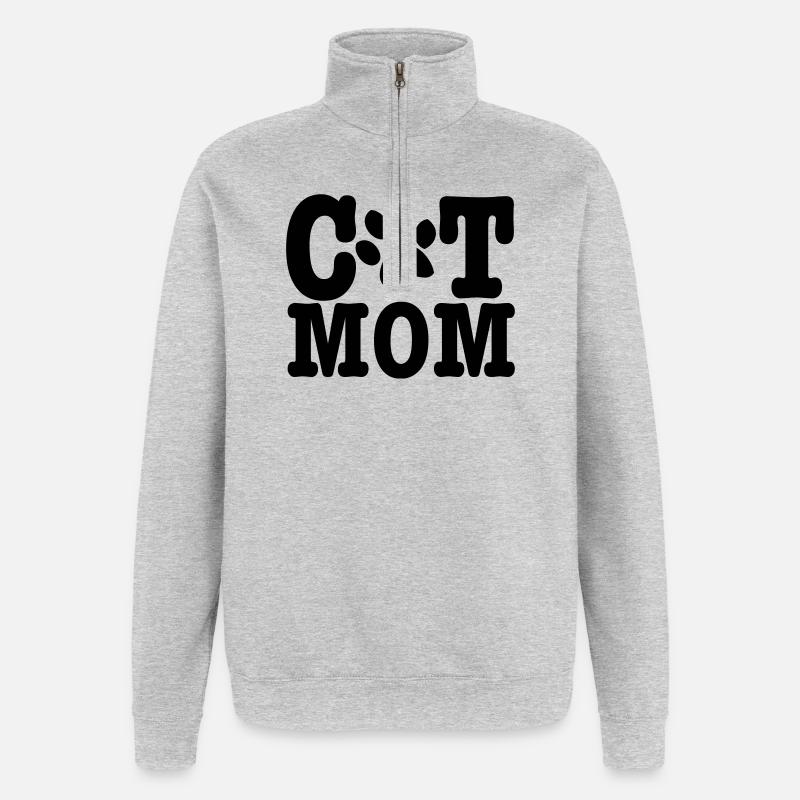 chat - Sweat à zip 1/4 - gris chiné