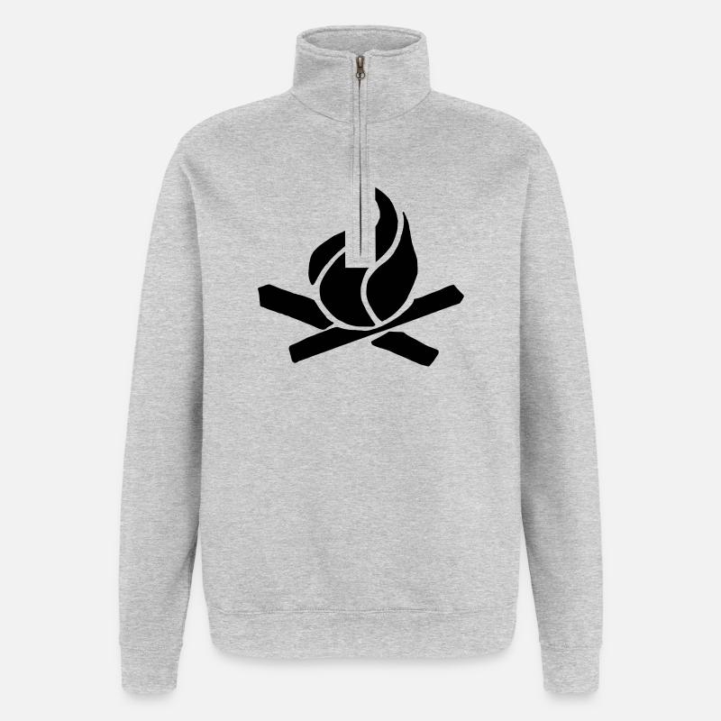 flamme holz grill - Quarter-Zip-Sweatshirt - Grau meliert