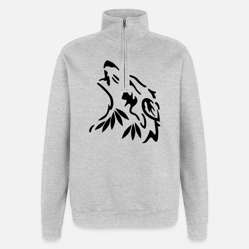 wolf - Quarter-Zip Sweatshirt - heather grey