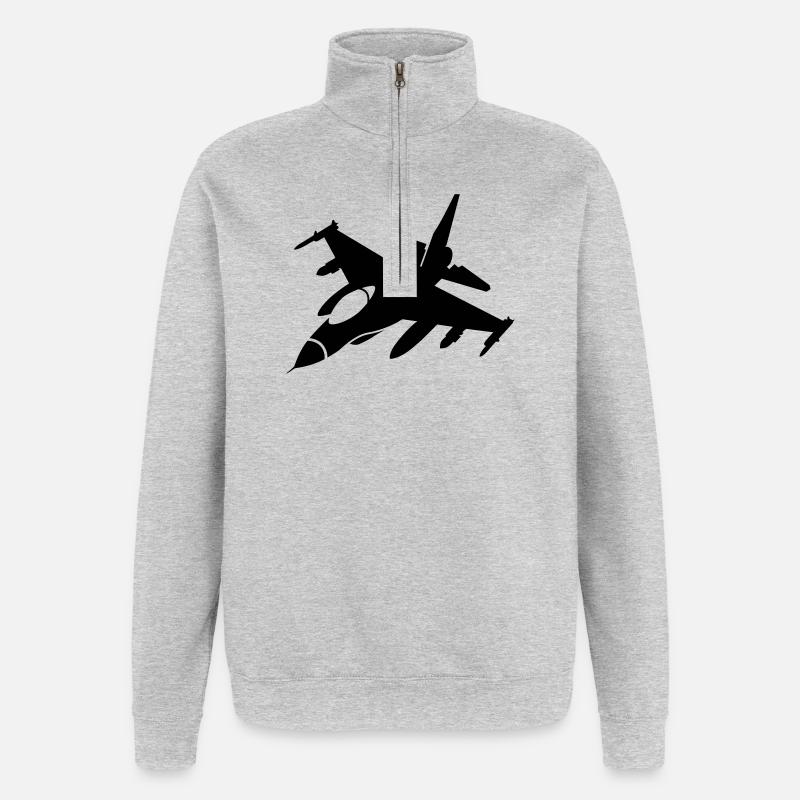 Luftwaffe - Quarter-Zip-Sweatshirt - Grau meliert