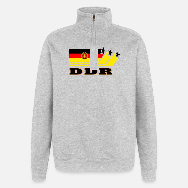DDR Flaggen Design / Geschenk - Quarter-Zip-Sweatshirt - Grau meliert