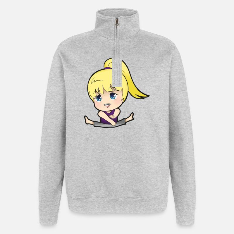 Chibi Anime Manga Splitkick - Sweat à zip 1/4 - gris chiné