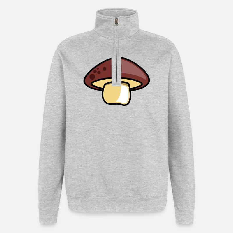 pilze pilz geschenkidee symbol - Quarter-Zip-Sweatshirt - Grau meliert