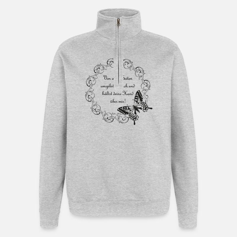 Psalm 139 - Quarter-Zip-Sweatshirt - Grau meliert