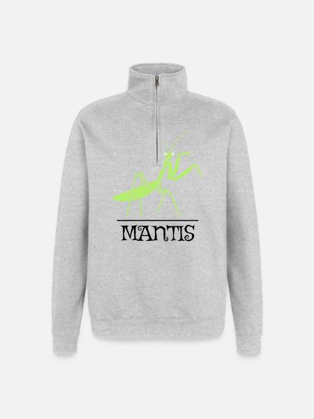 Gottesanbeterin – Illustration für Naturfreunde - Quarter-Zip-Sweatshirt - Grau meliert