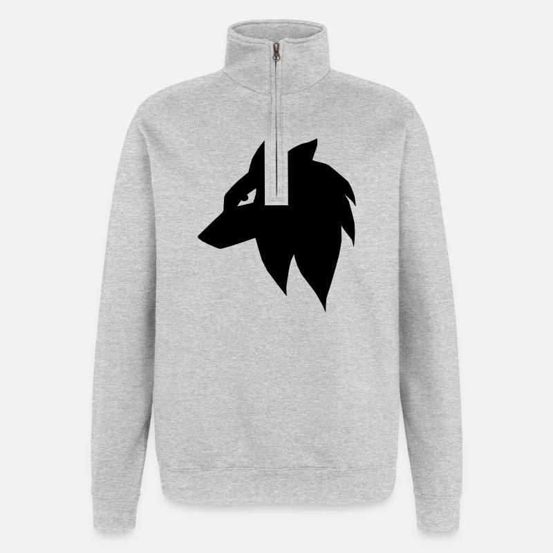 Manga Wolf - Quarter-Zip Sweatshirt - heather grey