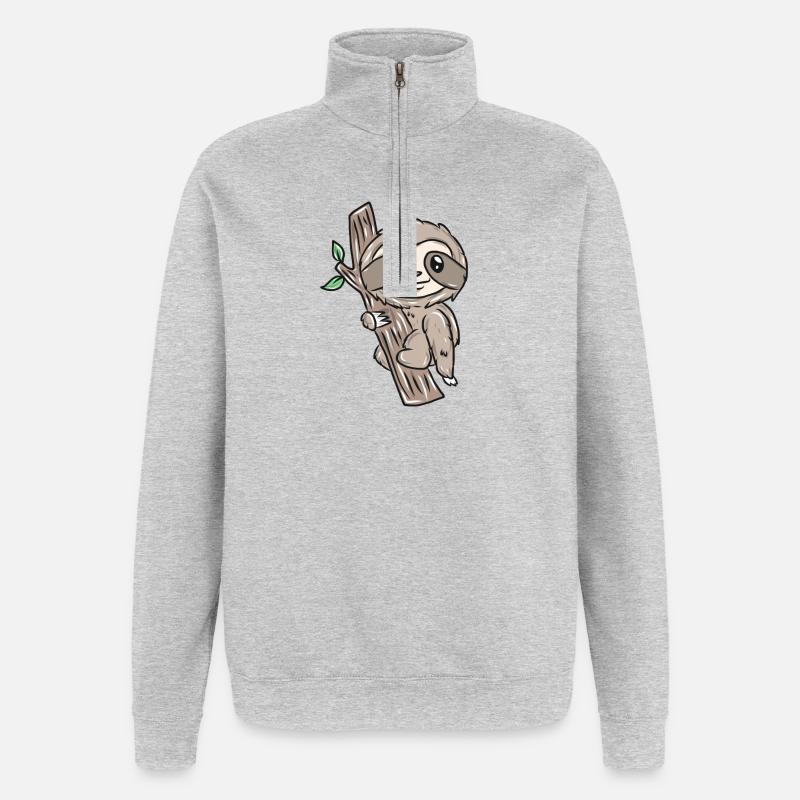 Slow sloth on tree - Quarter-Zip Sweatshirt - heather grey