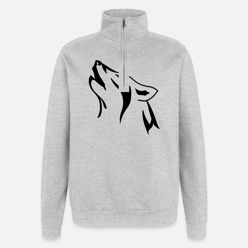 wolfkopf - Quarter-Zip-Sweatshirt - Grau meliert