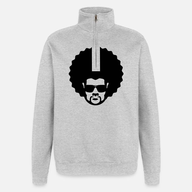 afro - Sweat à zip 1/4 - gris chiné