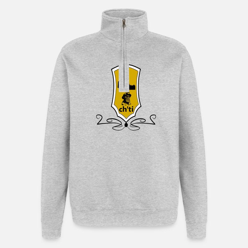 ch'ti Wappen - Quarter-Zip-Sweatshirt - Grau meliert