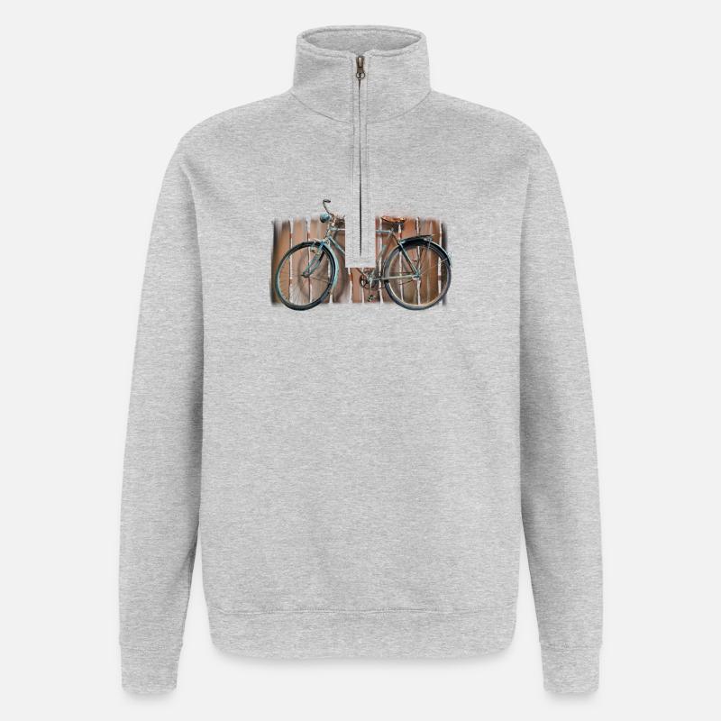 Fahrrad retro - Quarter-Zip-Sweatshirt - Grau meliert