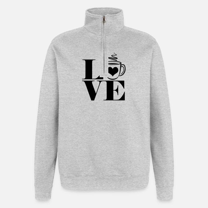 Tasse de Café Créative - Sweat à zip 1/4 - gris chiné