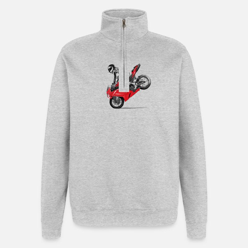 Motorrad Trick - Quarter-Zip-Sweatshirt - Grau meliert