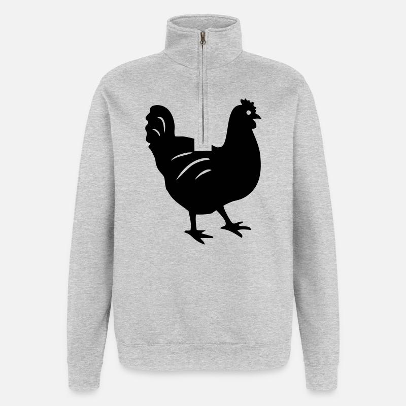 poulet - Sweat à zip 1/4 - gris chiné