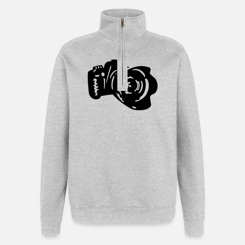 caméra - Sweat à zip 1/4 - gris chiné