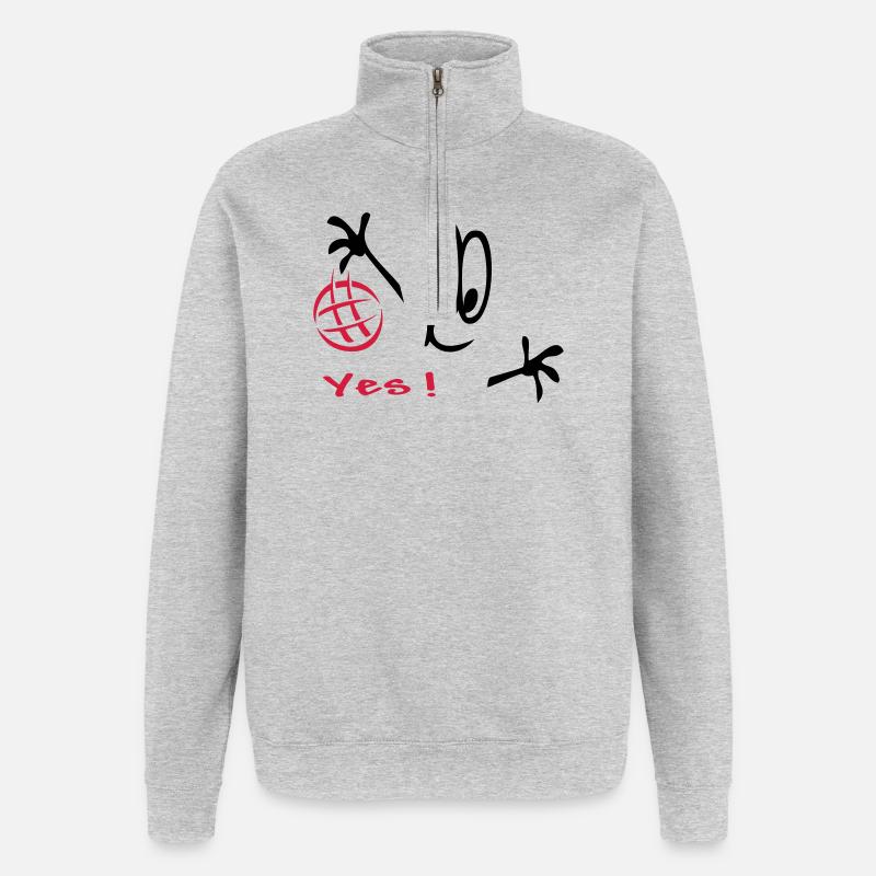 Handball, Comic, Sport - Quarter-Zip-Sweatshirt - Grau meliert