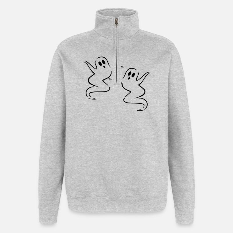 gespenster geist halloween - Quarter-Zip-Sweatshirt - Grau meliert
