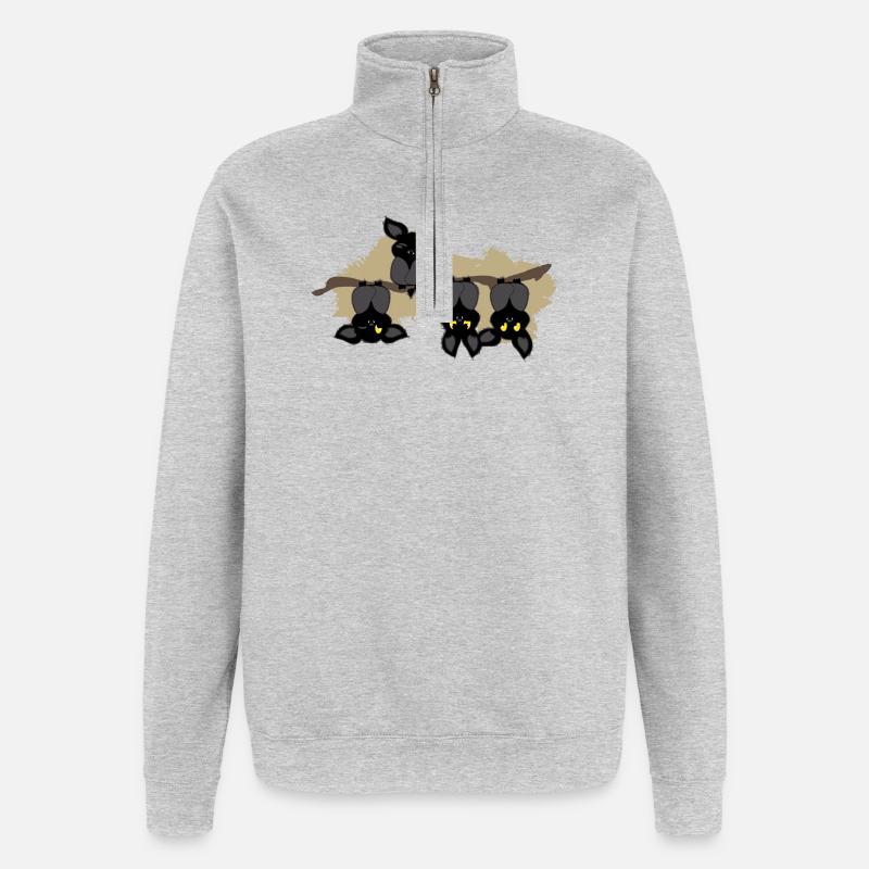 Fledermaus andersrum - Quarter-Zip-Sweatshirt - Grau meliert