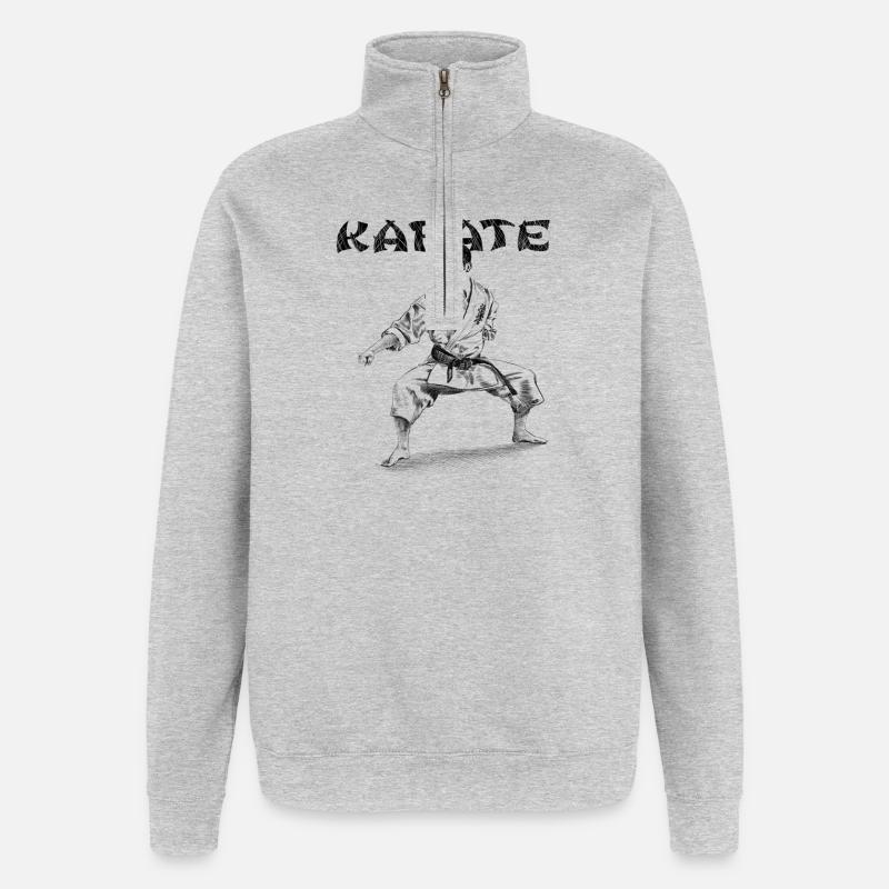 karate - Sweat à zip 1/4 - gris chiné