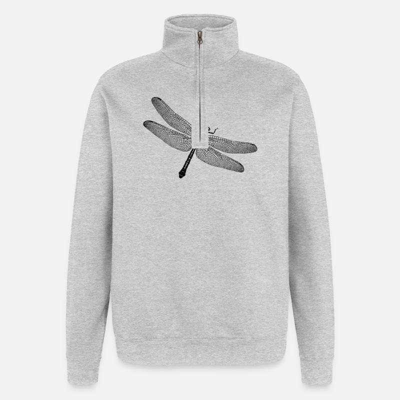 Libellule - Sweat à zip 1/4 - gris chiné