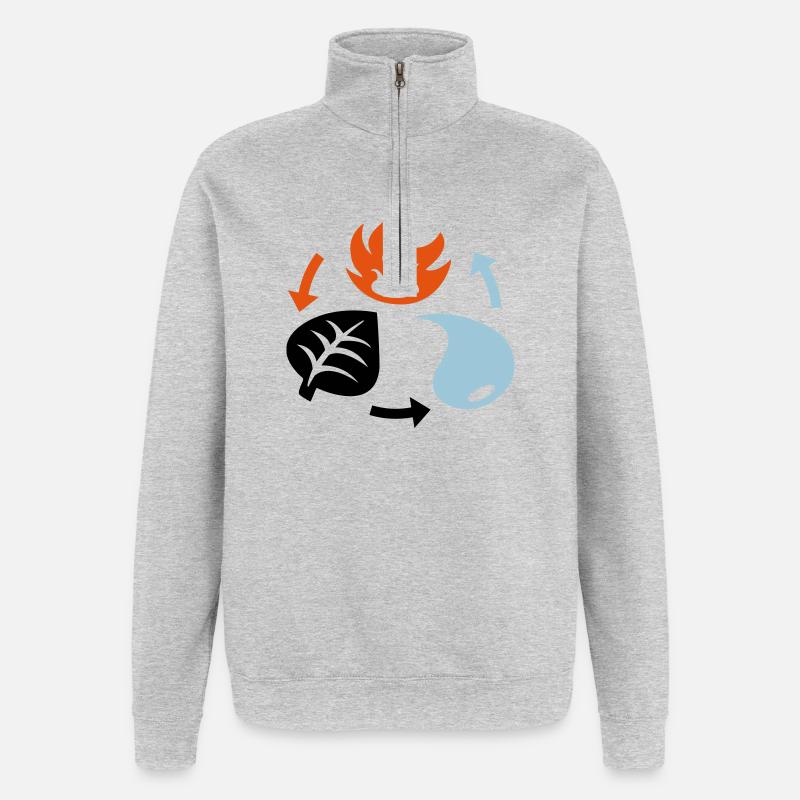 Fire, Water, Plant Elements - Quarter-Zip Sweatshirt - heather grey