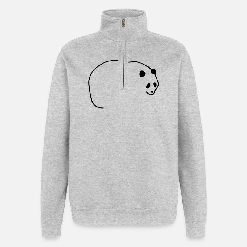 Lignes Panda - Sweat à zip 1/4 - gris chiné