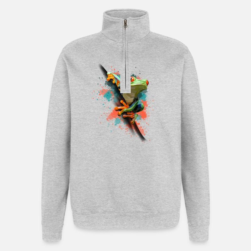 Frog - Sweatshirt med 1/4 lynlås - grå meleret