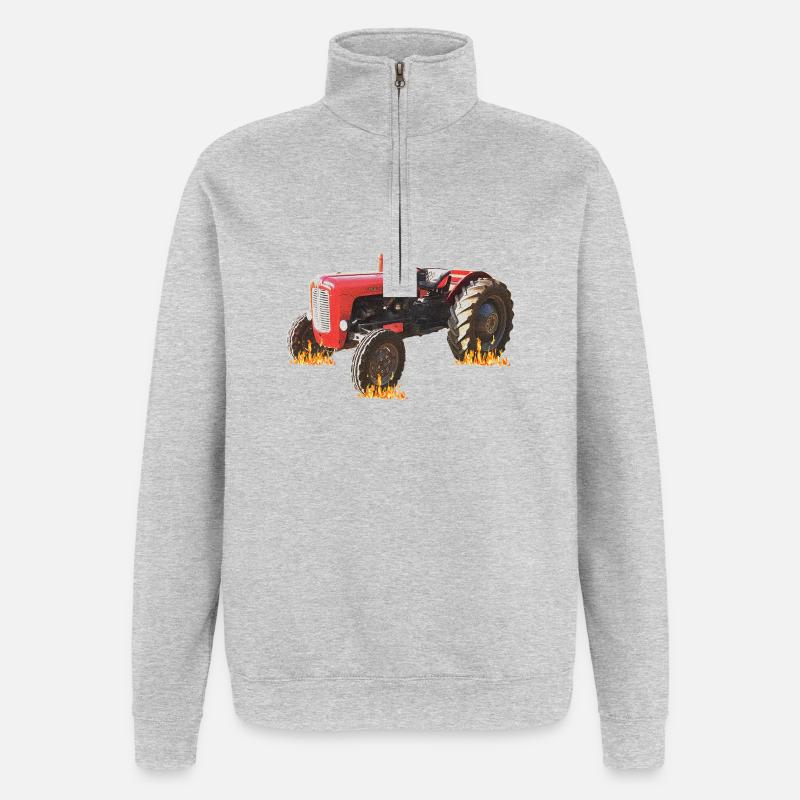 Flame Tractor Fireworks - Quarter-Zip Sweatshirt - heather grey
