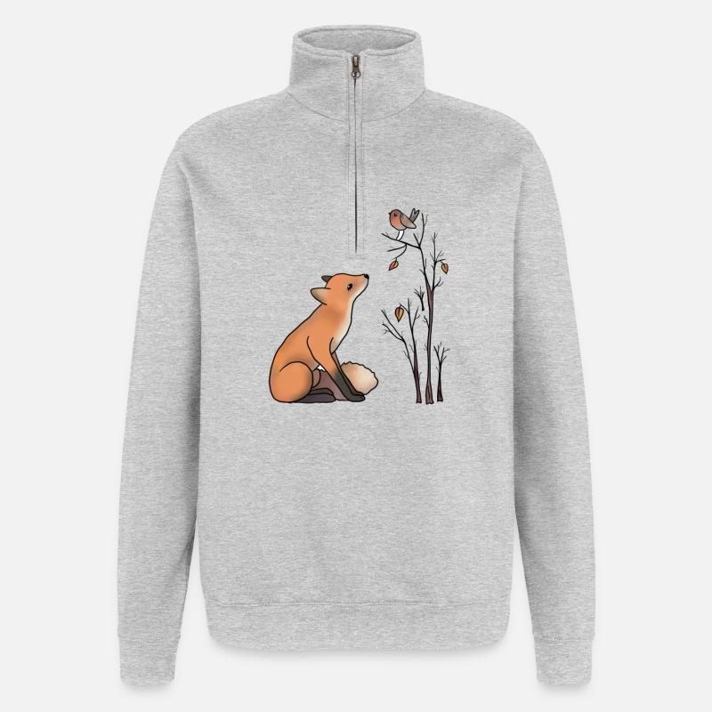 Fox and robin - Quarter-Zip Sweatshirt - heather grey