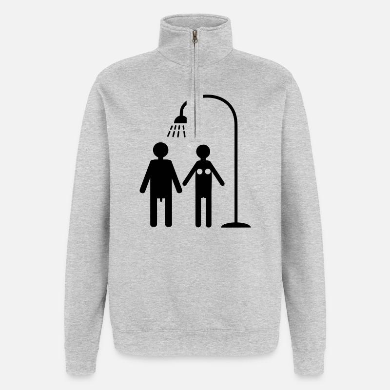 duschen hygiene lebensstil - Quarter-Zip-Sweatshirt - Grau meliert