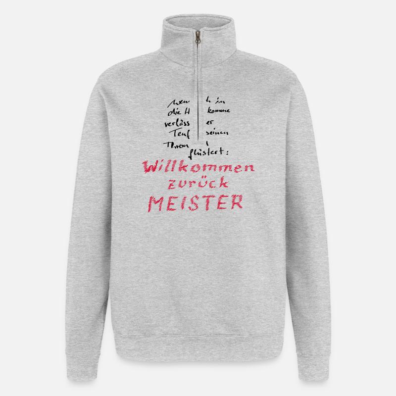 Willkommen zurück Meister - Quarter-Zip-Sweatshirt - Grau meliert