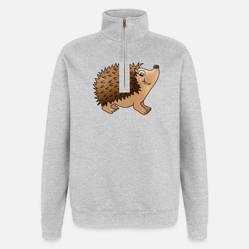 Friendly hedgehog - Quarter-Zip Sweatshirt - heather grey
