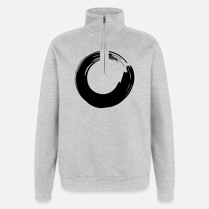 Pinselstrich-Kreis - Quarter-Zip-Sweatshirt - Grau meliert