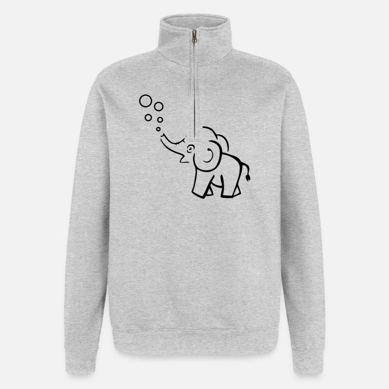 Elefant macht Blasen - Quarter-Zip-Sweatshirt - Grau meliert
