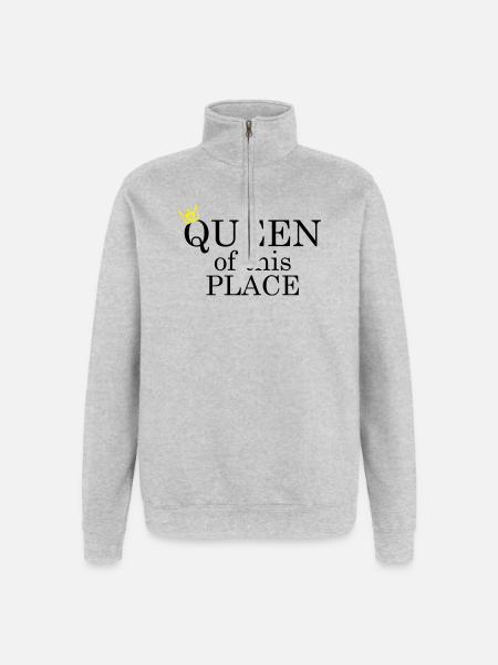 Queen of this place - Quarter-Zip-Sweatshirt - Grau meliert