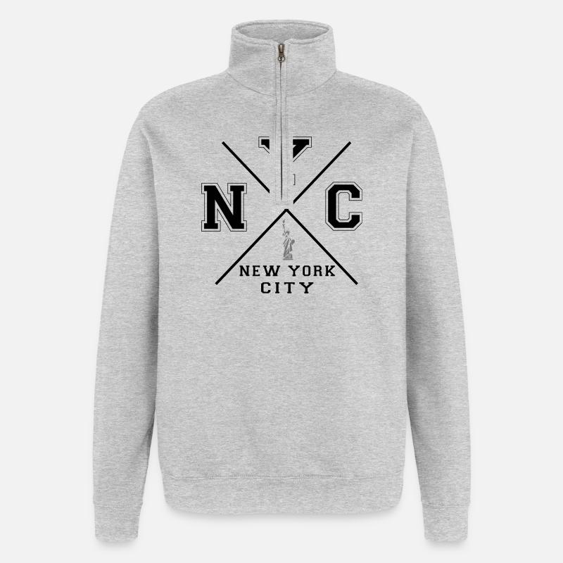 New York City - Sweat à zip 1/4 - gris chiné