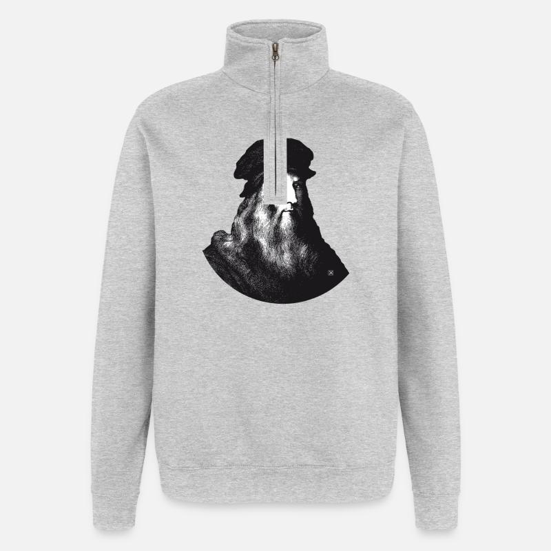 Leonardo da Vinci - Sweat à zip 1/4 - gris chiné