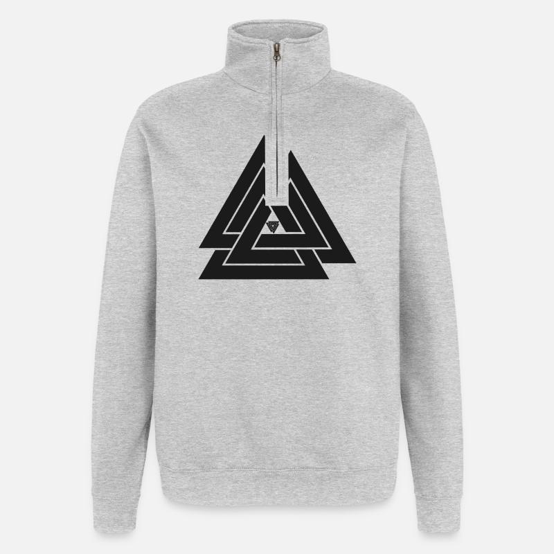 Valknut Wikinger Symbol - Quarter-Zip-Sweatshirt - Grau meliert