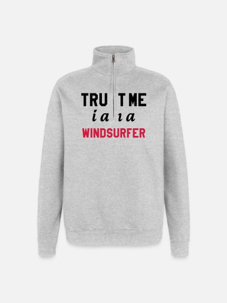 Windsurfen / Windsurfer / Windsurf / Windsurfing - Quarter-Zip-Sweatshirt - Grau meliert