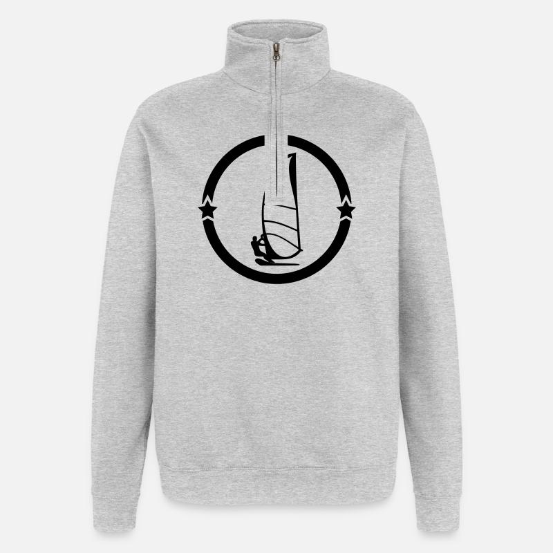 Planche à voile / Véliplanchiste / Windsurf / - Sweat à zip 1/4 - gris chiné