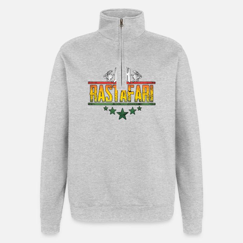 Conception d’affirmation rastafari de Jah - Sweat à zip 1/4 - gris chiné