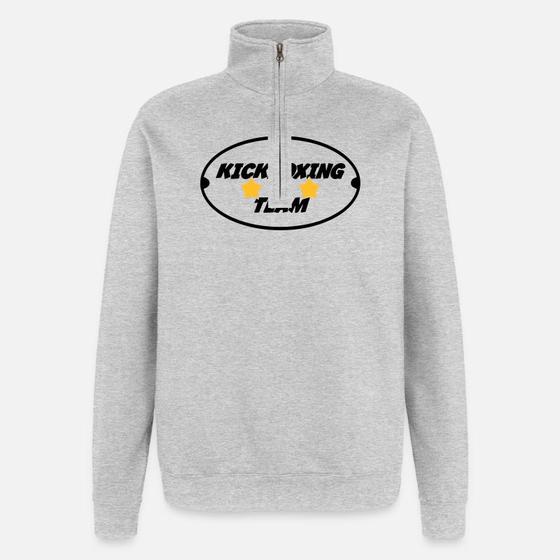 Kickboxen / Kickboxing / Kickboxer / Kick Boxing - Quarter-Zip-Sweatshirt - Grau meliert