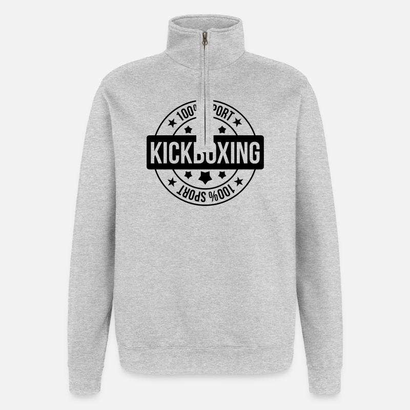 Kickboxen / Kickboxing / Kickboxer / Kick Boxing - Quarter-Zip-Sweatshirt - Grau meliert