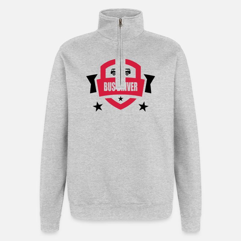 Bus / Busfahrer / Arbeit / Job - Quarter-Zip-Sweatshirt - Grau meliert
