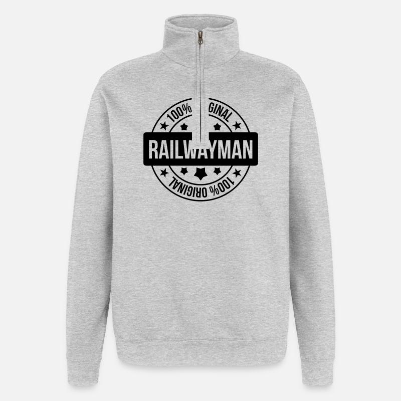 Eisenbahner / Eisenbahnen / Eisenbahn / Bahn - Quarter-Zip-Sweatshirt - Grau meliert