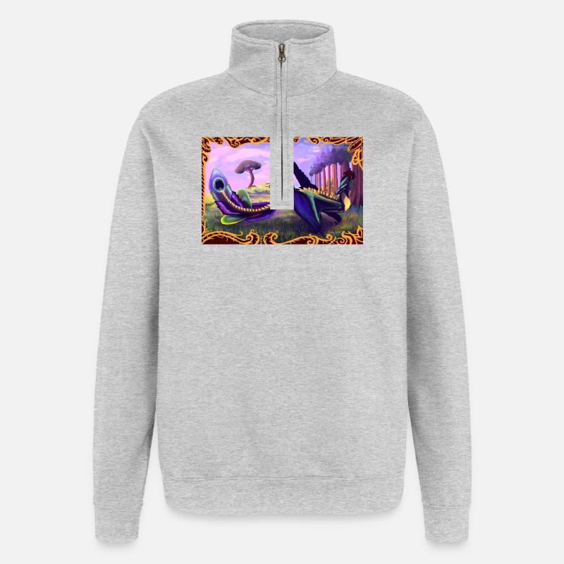 Dinosaur - Quarter-Zip Sweatshirt - heather grey