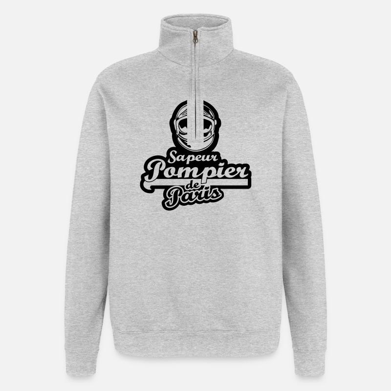 sp_de_paris_4 - Sweat à zip 1/4 - gris chiné