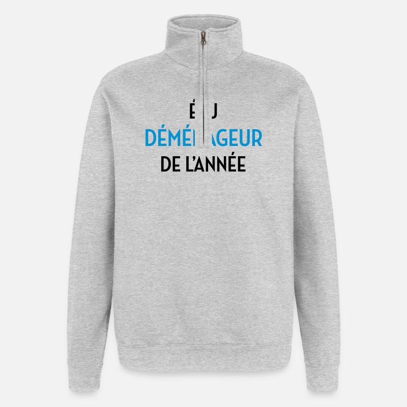 frachtführer / möbelpacker / mover / bewegen - Quarter-Zip-Sweatshirt - Grau meliert