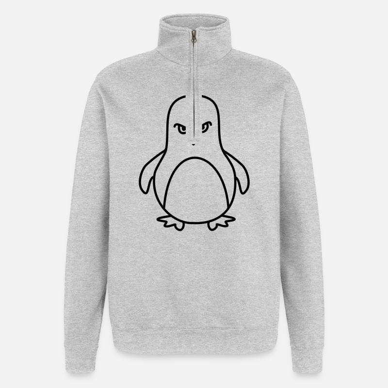lustiger pinguin - Quarter-Zip-Sweatshirt - Grau meliert