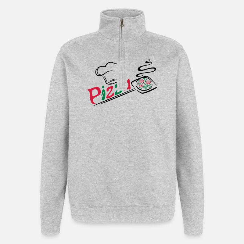 Pizza Bäcker mit Kochmütze, chef hat - Quarter-Zip-Sweatshirt - Grau meliert